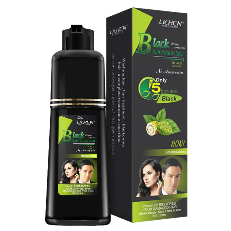 Lichen Hair Color Black Shampoo Only 5min Black 200ml